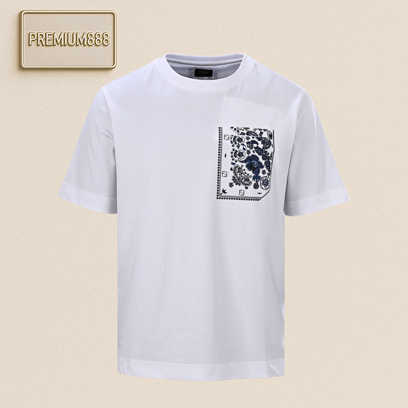 Fendi Fen DI FD Coral Flower Pocket Short Sleeve T-Shirt