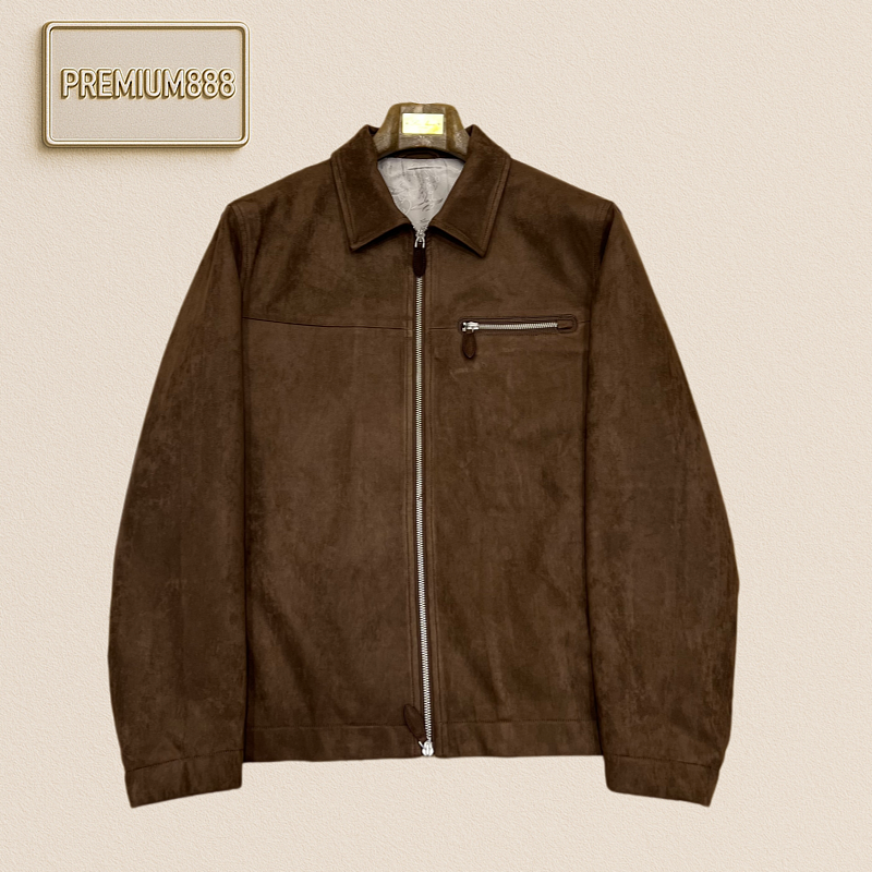 Berluti Bruiti Leather Collar Zipper Casual Jacket