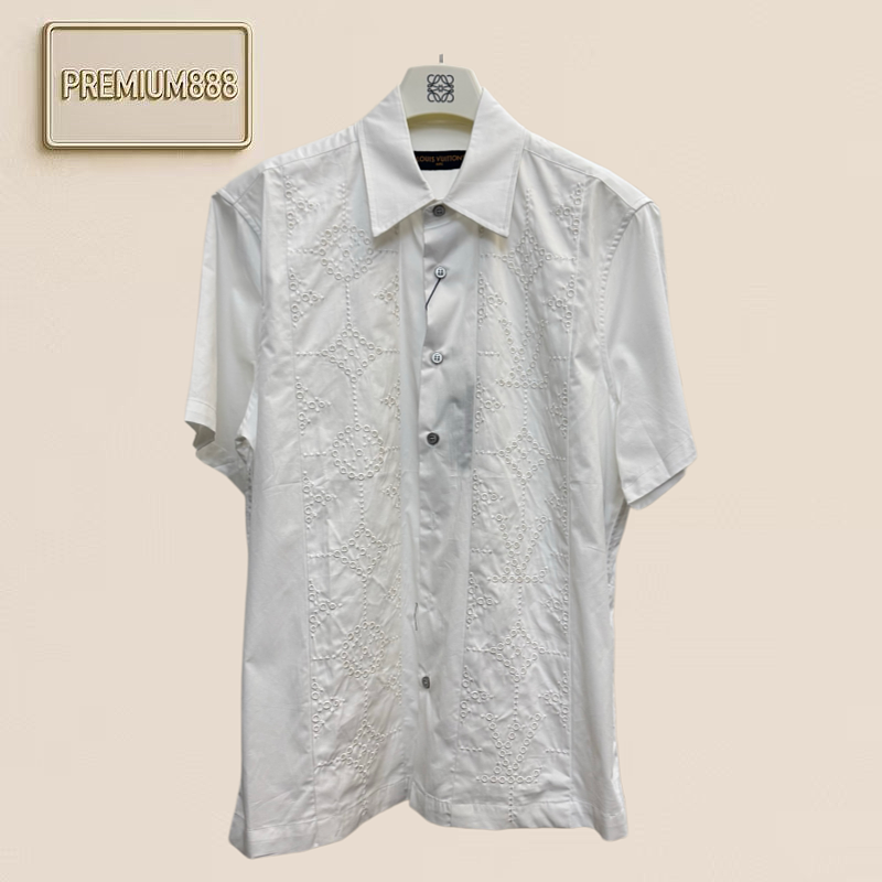 1v Louis Embroidered Openwork Shirt Short Sleeve