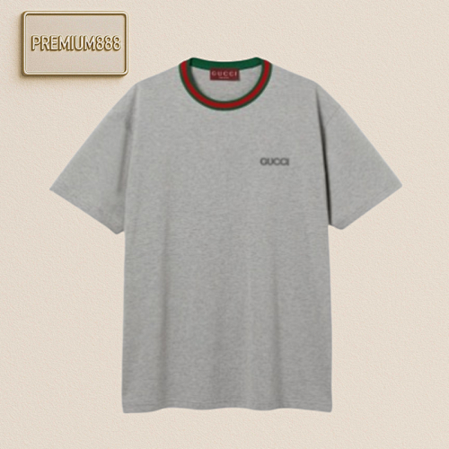Gu Cci Red And Green Round Neck Short Sleeves