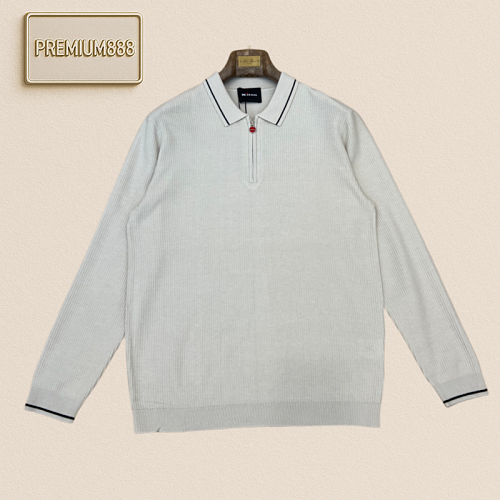 Kiton Quinton Half-Zip Plaid Knit Polo Shirt