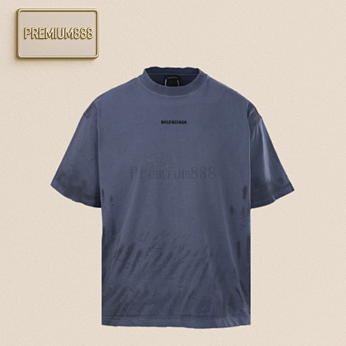 Balenciaga Paris Blcg Vintage Embroidery Hand-painted Short-Sleeved T-Shirt