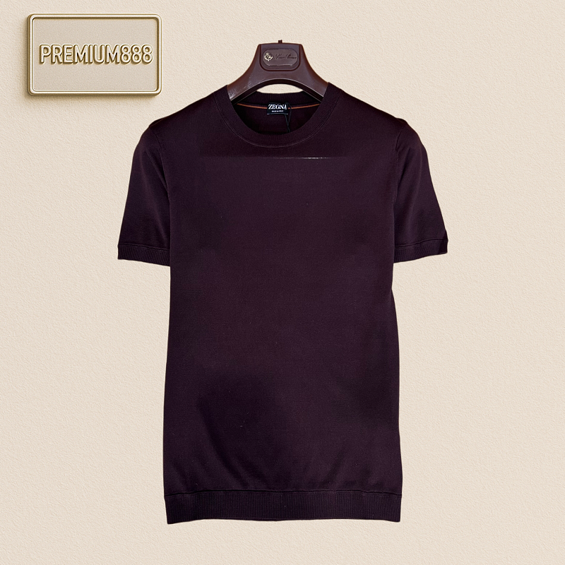 Zegna Classic Round-neck Solid-color Short-sleeved T-shirt