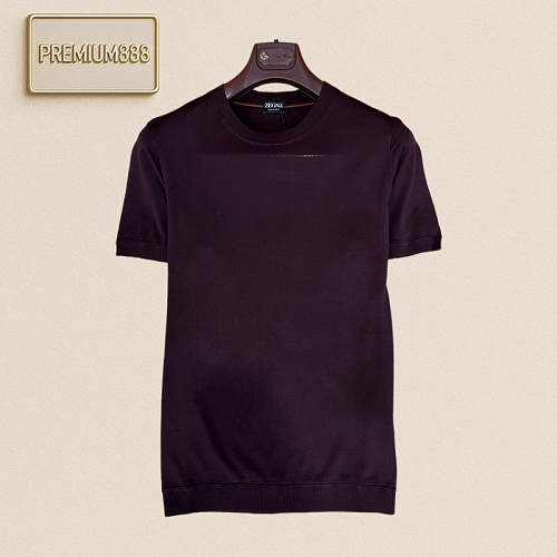 Zegna Classic Round-neck Solid-color Short-sleeved T-shirt
