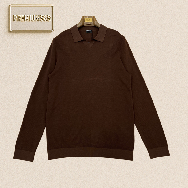 Zegna Jeni Casual Blended V-neck Knitted Polo Shirt