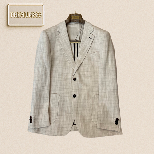 LP Nooyi Pianya Light Beige Herringbone Pattern Casual Jacket