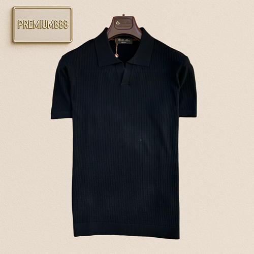 Loro Piana Vertical Stripes Knit Polo Shirt