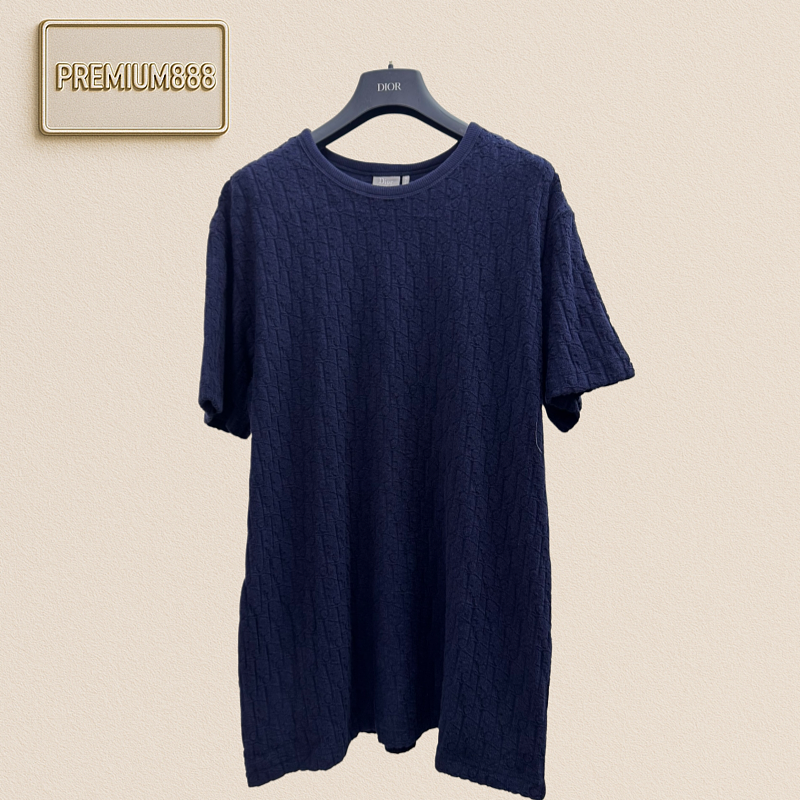 Dio Di O Cotton Mesh Blouse With Plaid Logo Print Short-Sleeved T-Shirt