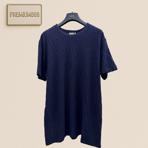 Dio Di O Cotton Mesh Blouse With Plaid Logo Print Short-Sleeved T-Shirt