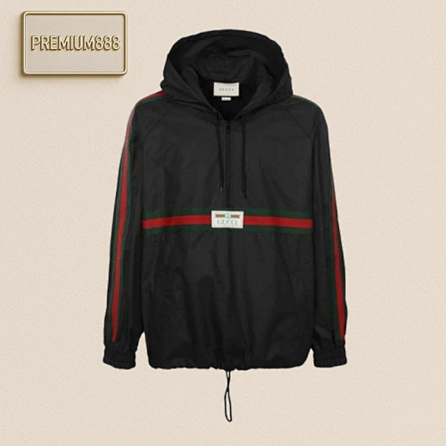 Gucci Gu Cci Black Half-Zip Bomber Jacket