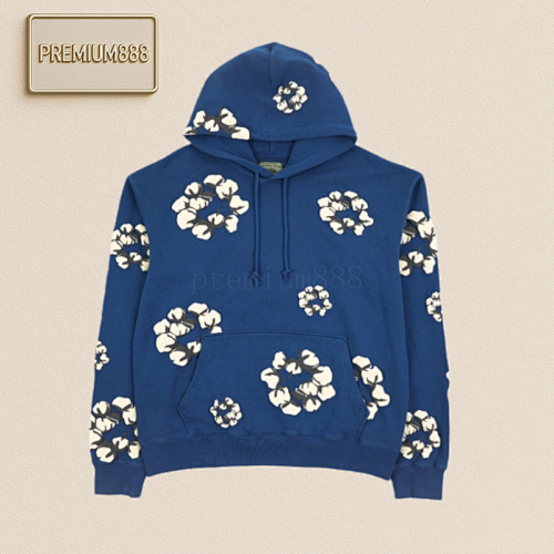 Denim Tears 24Fw Cpfm Co-branded Cotton Foam Printed Hooded Sweatshirt - Deep Blue