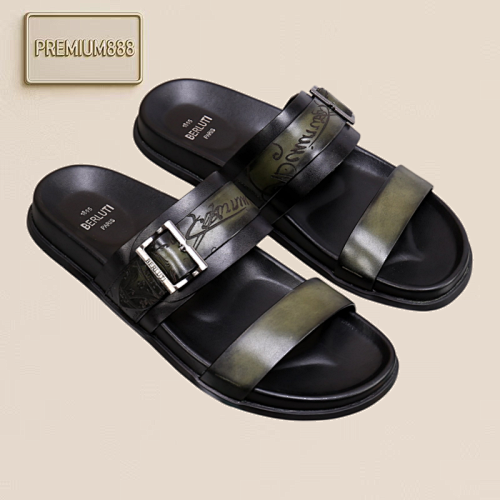 Arrival Spring-Autumn Series Italian-made Egio Sole Egio Written Leather Sandals. The Uppe