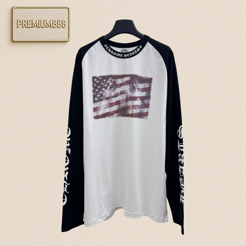 Chrome Hearts CH Krozin Flag New Shoulder-Length Long-Sleeved T-shirt