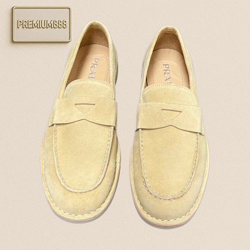Prada Men's New Velvet Leather Loafers