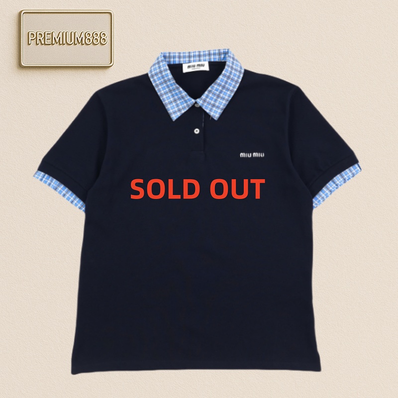 Mi U Miu Fake Two-piece Plaid Polo