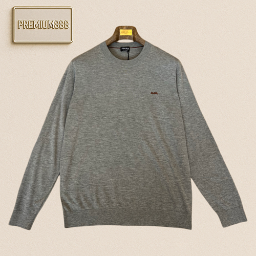 Zegna Jenia Simple Embroidery Round-neck Lightweight Long-sleeved Knit Shirt
