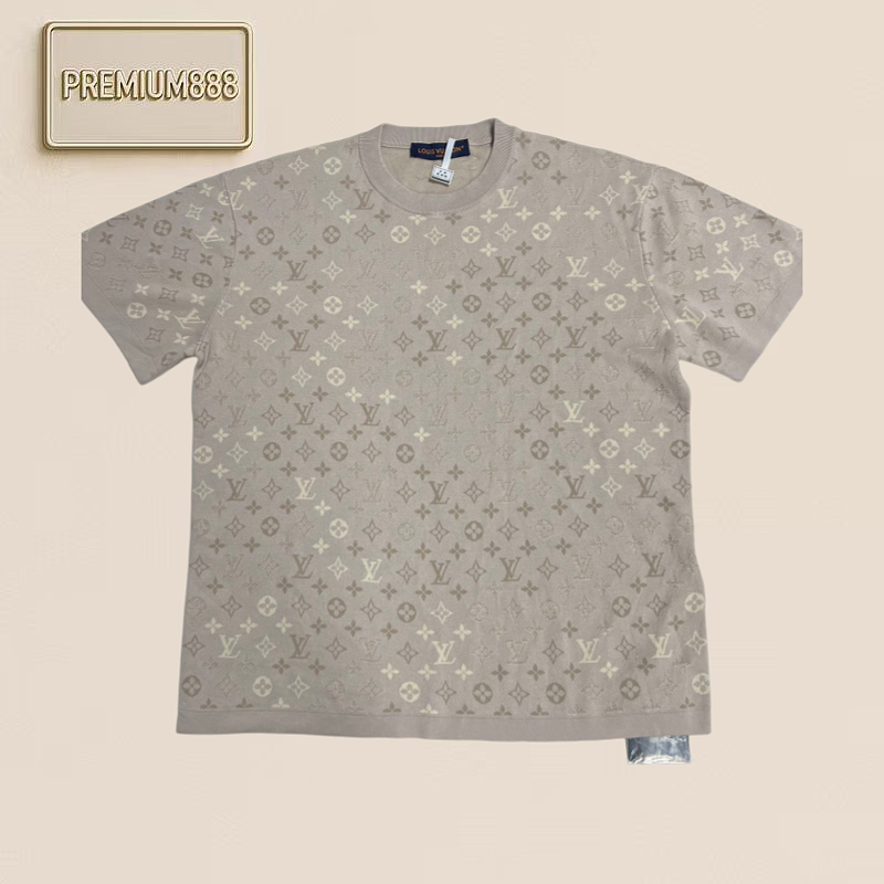 Full-Printed Jacquard Knitted Short Sleeve Shirt