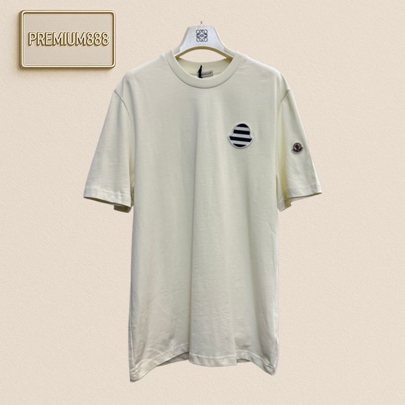 Mengkou Striped Logo Patch Short-Sleeved T-shirt