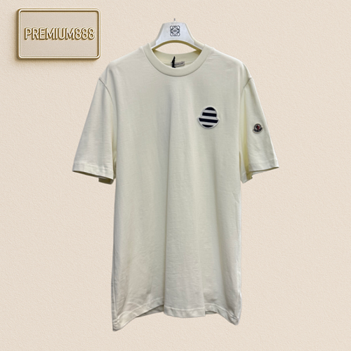 Mengkou Striped Logo Patch Short-Sleeved T-shirt