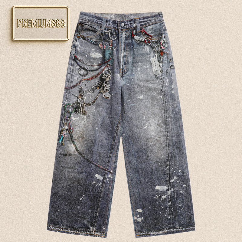 Acne Jeans King Printed Chain Denim Pants 44-52 In Stock And Ready To Ship Immediately. It