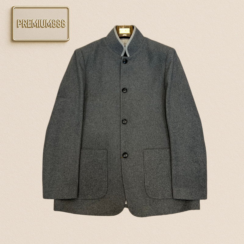 LP NooyiPianya Button-down Collar Leather Edge Casual Jacket
