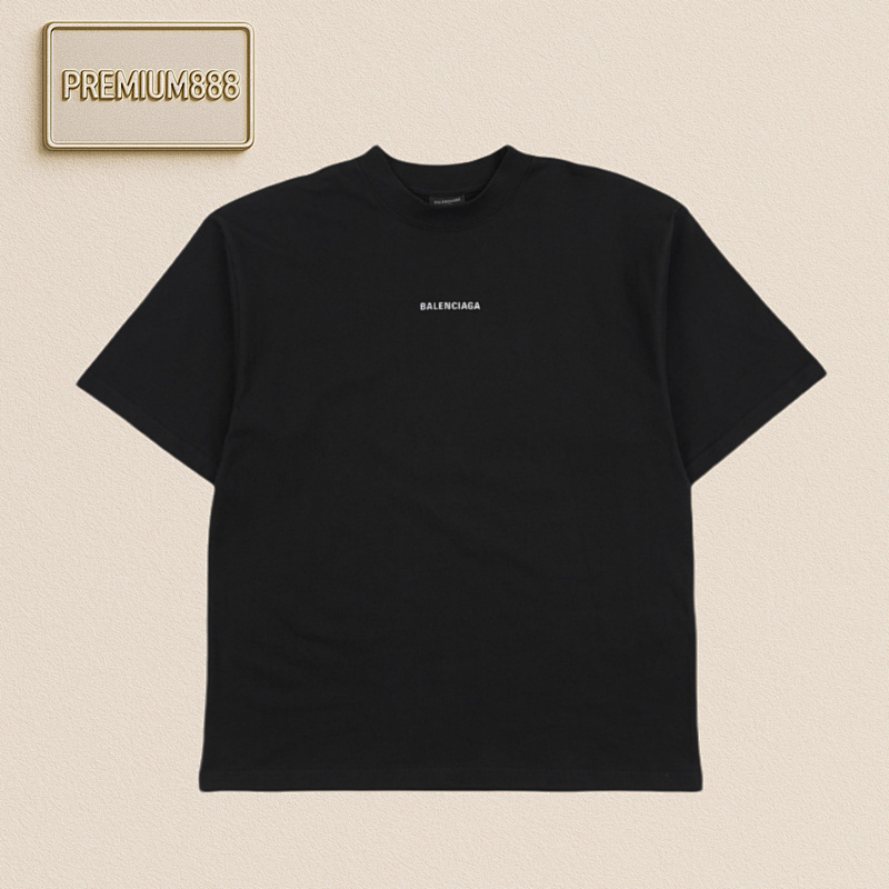 Balenciaga Balenci Aga Front And Back Reflective Lettering Short Sleeves Black