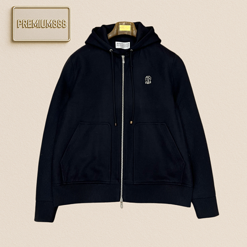 BC Brunello Embroidered Small Hooded Casual Zip-Up Sweatshirt