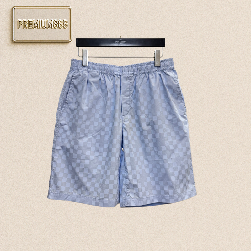 1v Louis 26ss Checkered Blue Small Grid Shorts