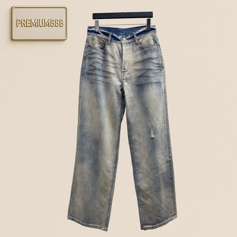 Acne Studios Loose Jeans With A Leather Logo Patch On The Waist