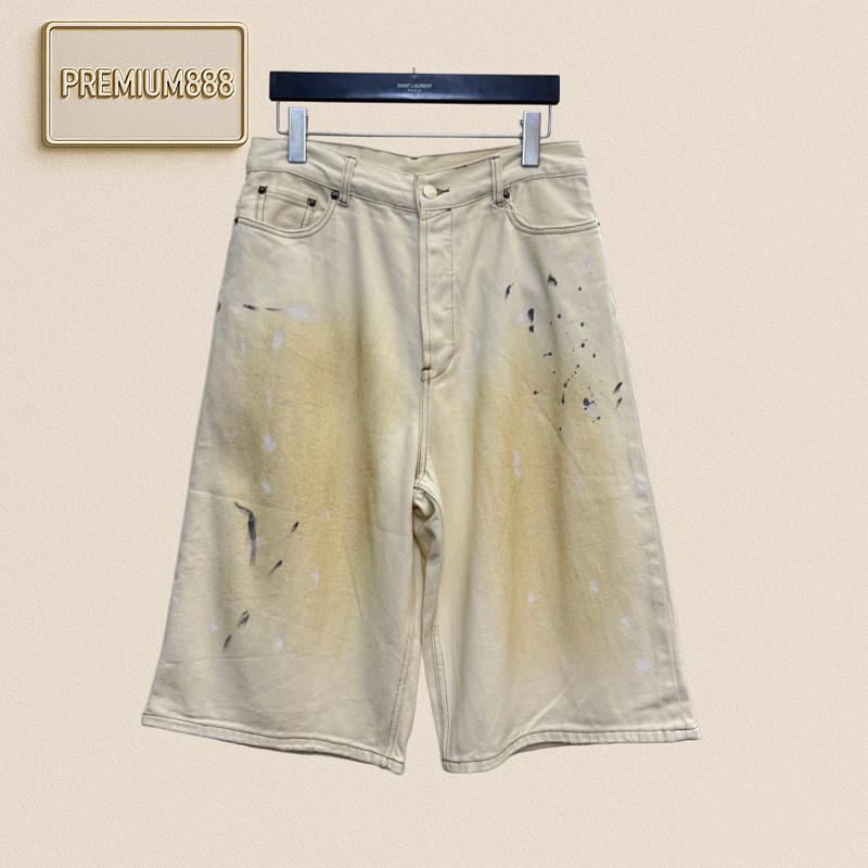 Acne Studios Spring Collection White Bleeding Ink Denim Shorts