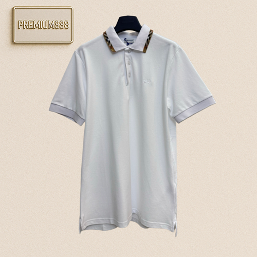 Burberry Small Logo Embroidered Checkered Collar Polo Shirt Short Sleeves
