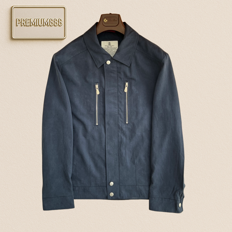 Brunello Cucinelli - Double Zippers Collarless Work Jacket