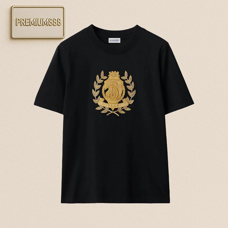 Bbr Gold Leaf Logo Round Neck Short Sleeve