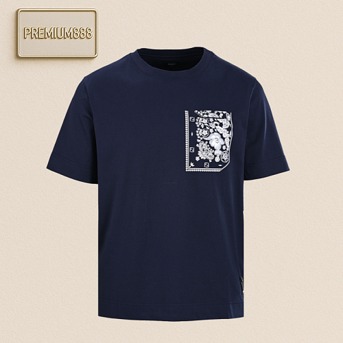 Fendi Fen DI FD Coral Flower Pocket Short Sleeve T-Shirt