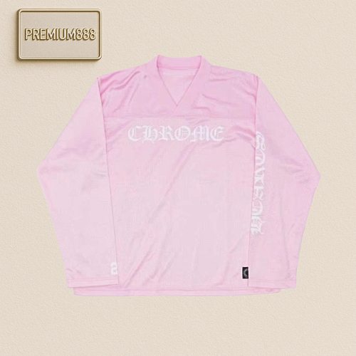 Chrome Hearts CH Cherry Blossom Pink V-neck Mesh Long-sleeved Ice Hockey Suit Unisex. Cust