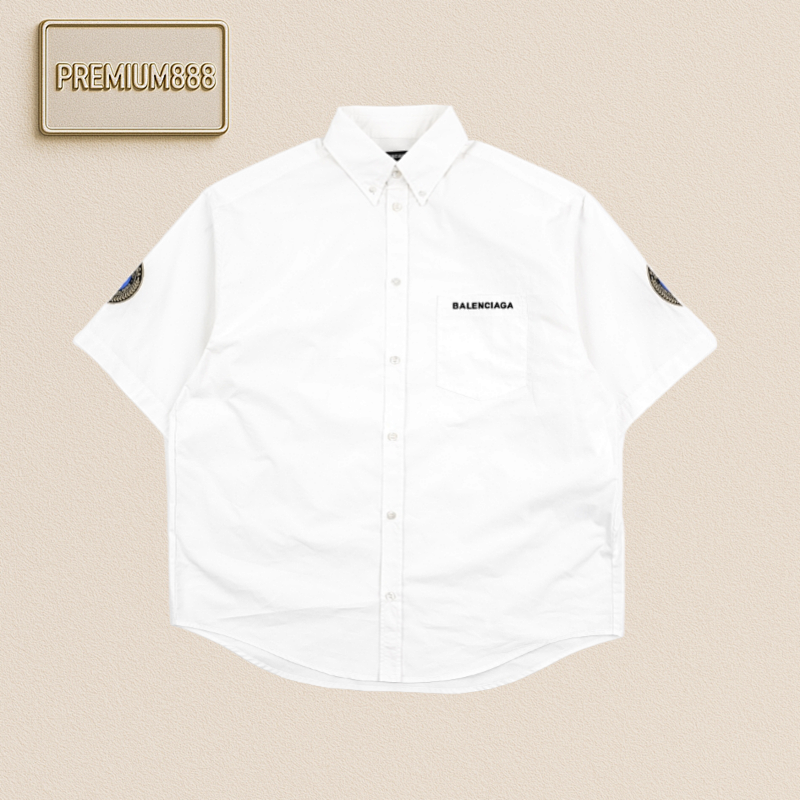 Blcg Balenciaga Lion Logo Embroidered Manchester United Short-sleeved Shirt