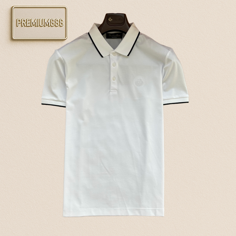 Loro Piana Color-Contrasting Collar-Edge Three-Button Polo Shirt
