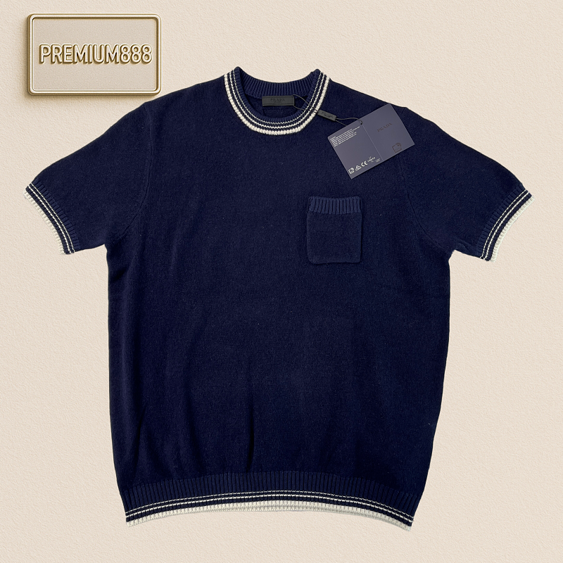 Prada All-wool Knitted Round-neck Short-sleeved Shirt