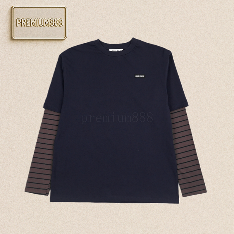 Miumiu Striped Fake Two Long-sleeved Sweatshirts