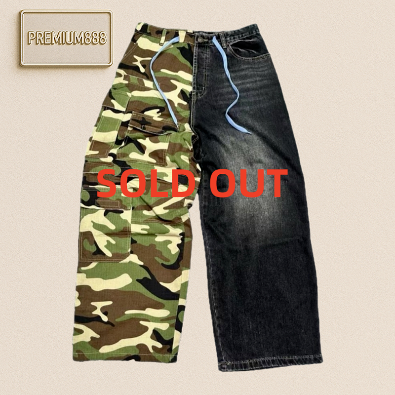 Balenciaga Blcg Camouflage Denim Double Jeans Black