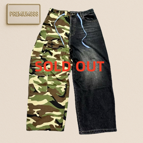 Balenciaga Blcg Camouflage Denim Double Jeans Black
