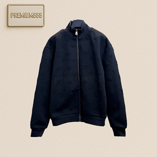 1v Louis Monogram Embossed Zipper Long-sleeved Jacket