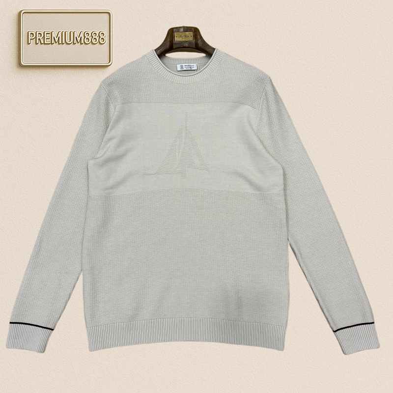 BC Brunello Sailboat Embroidery Roundneck Knit Sweater