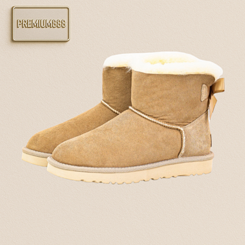 Ugg Bailey Mini Bow Sheepskin One-piece Snow Boots For Women