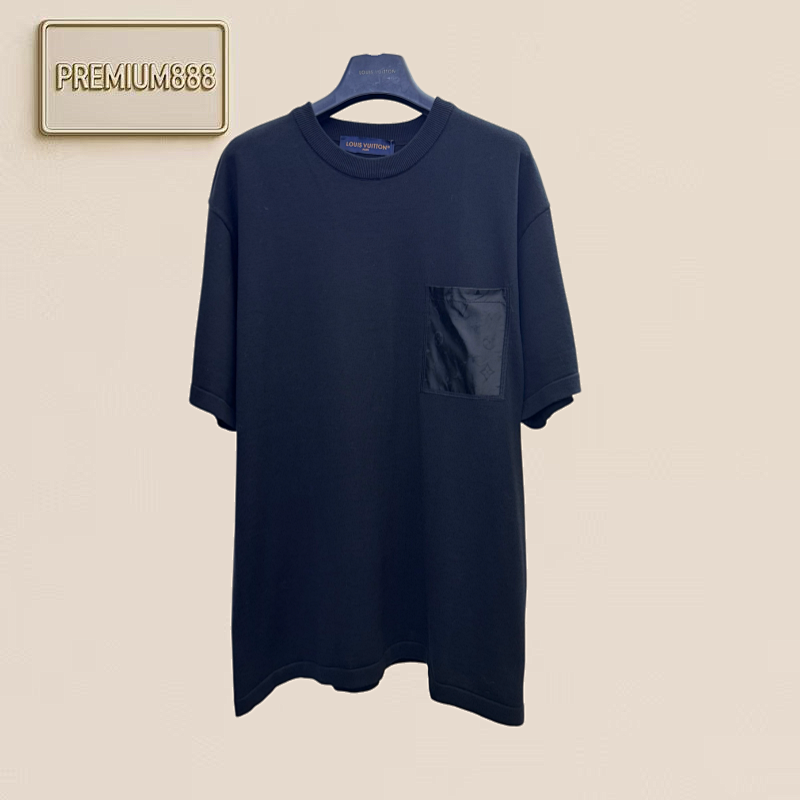 1v Louis Pocket Logo Embroidered Knitted Short-sleeved Shirt Size S M L XL