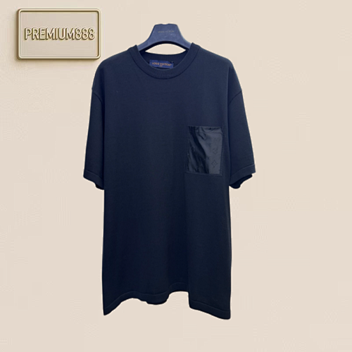 1v Louis Pocket Logo Embroidered Knitted Short-sleeved Shirt Size S M L XL