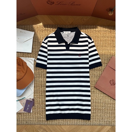 BC Brunello Classic Stripe Collar Embroidered Logo Polo Shirt