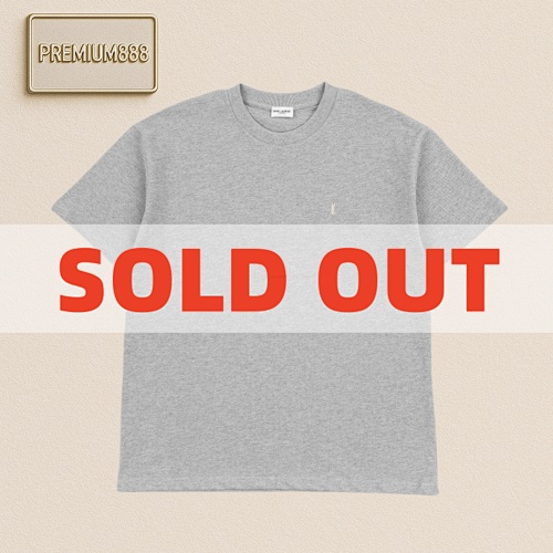 YS L Yve S Saint Laurent Simple Small Embroidered Letter T-shirt