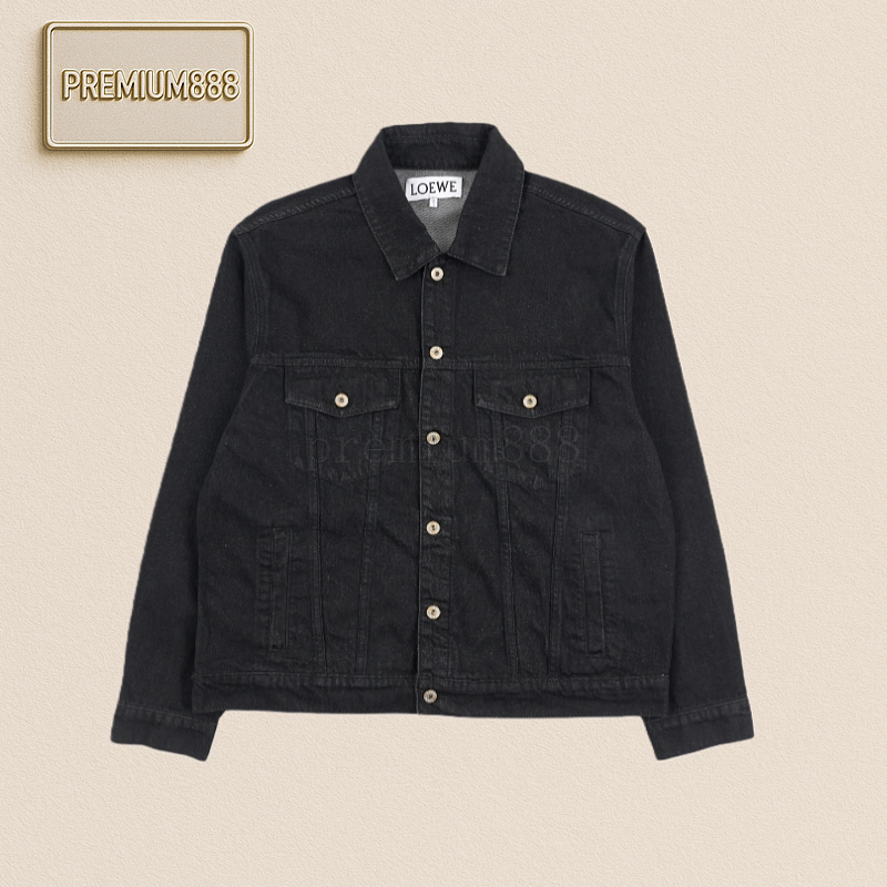 Loe 24Fw Arm-embroidered Denim Jacket