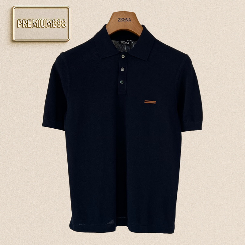 Off-White Zegna Classic Embroidered Stitch Knit Polo Short Sleeve